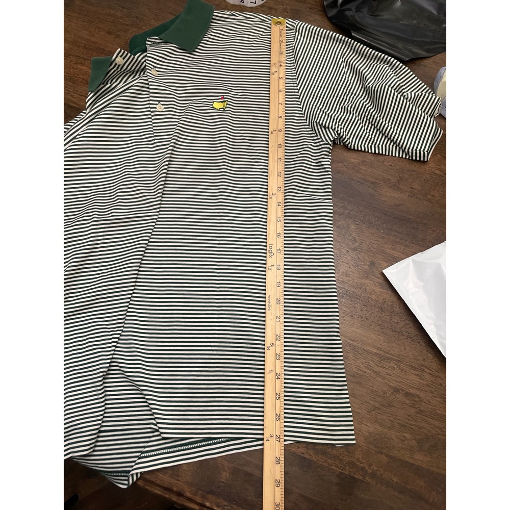 Augusta National Golf Shop Masters Polo Shirt Green White Stripe Mens Large L - Picture 5 of 6